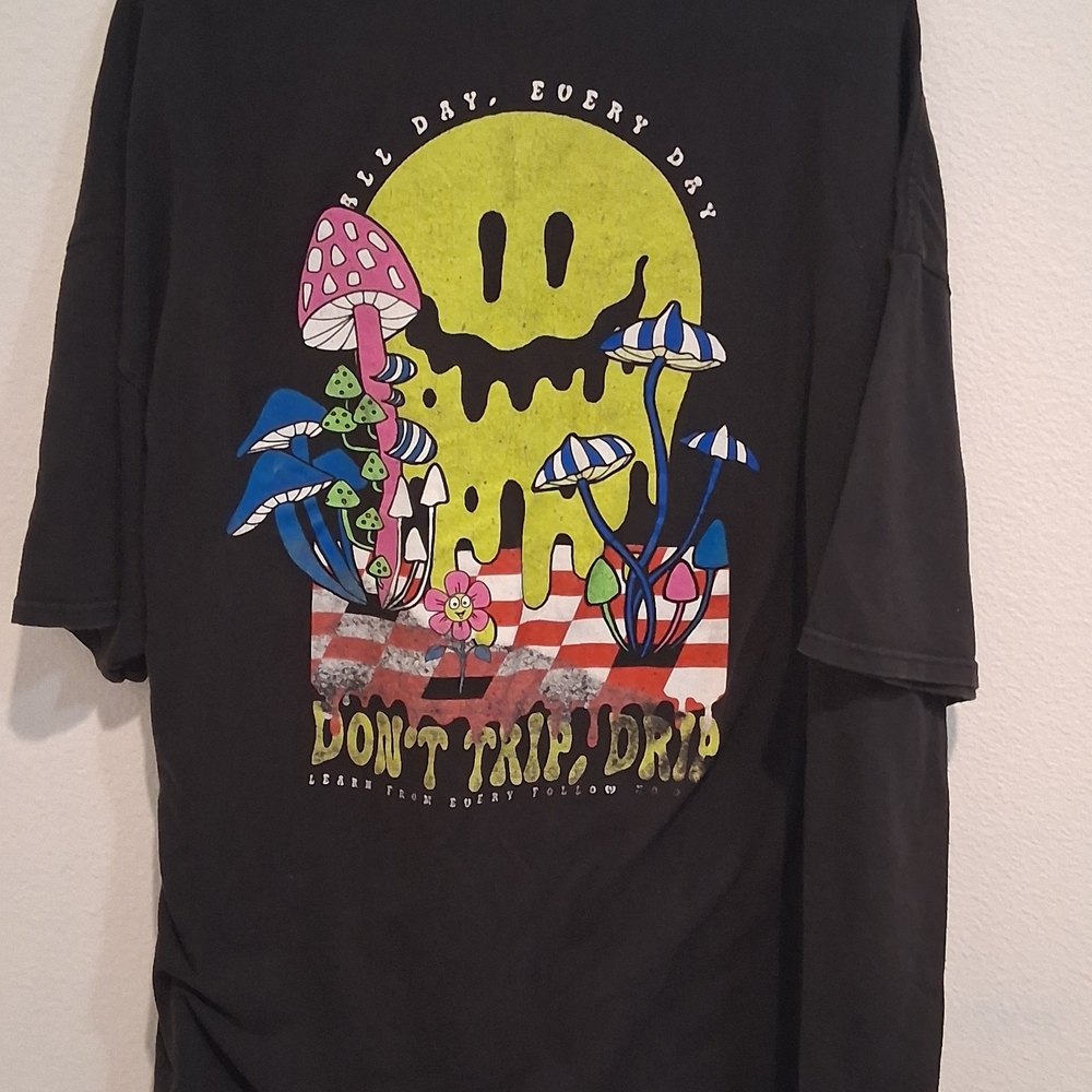 Black Graphic Tee with Colorful Design